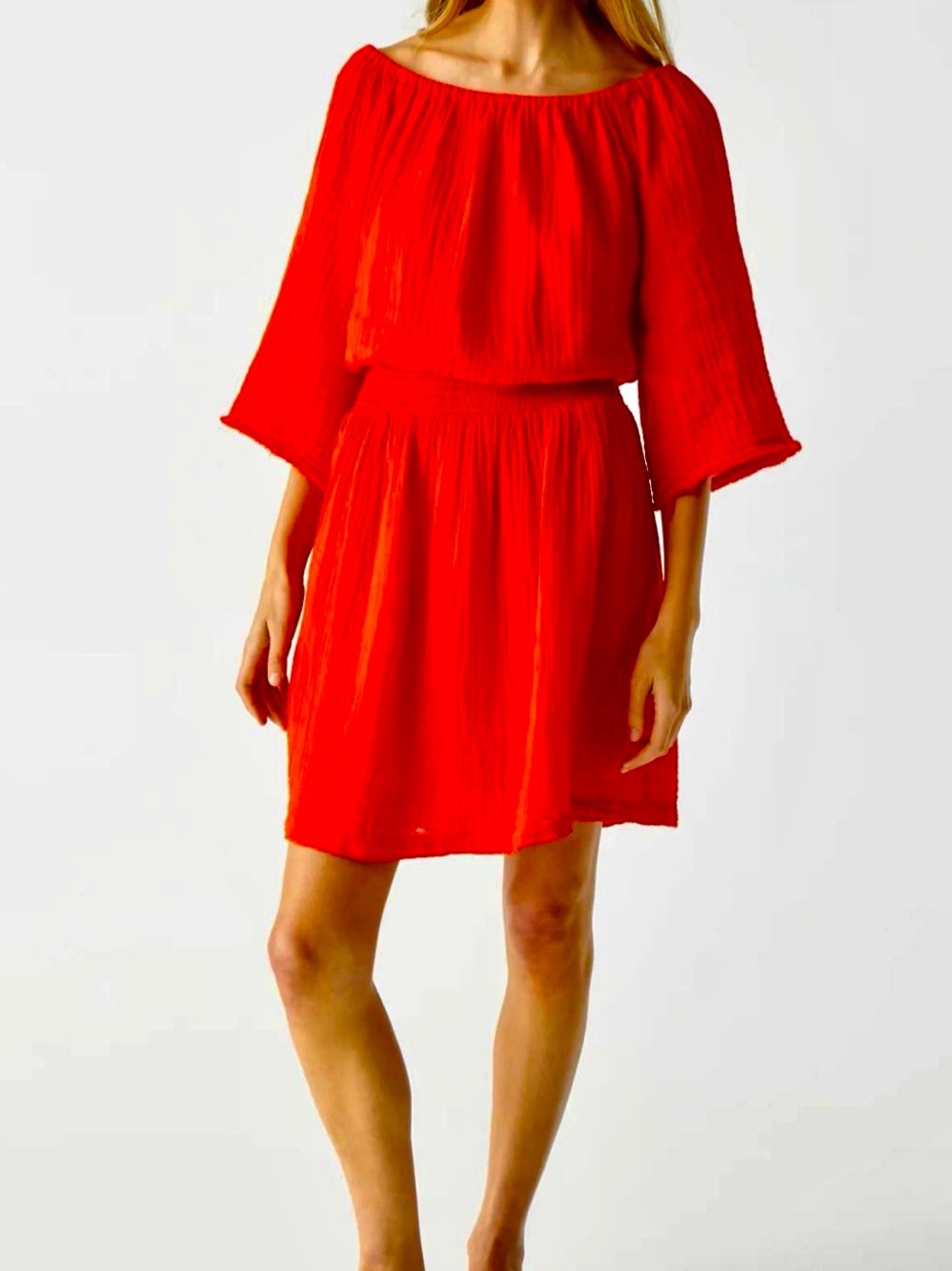 Michael Stars Red Fernanda Gauze Convertible Dress